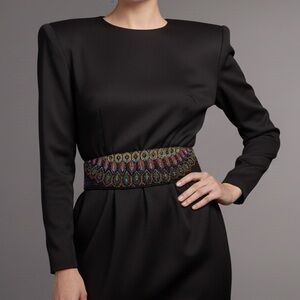 Vintage 80s La Regale Hand Beaded Art Deco Belt - S/M